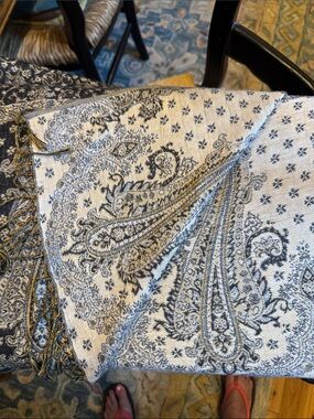 pashmina Cream and Black Paisley Wrap Scarf